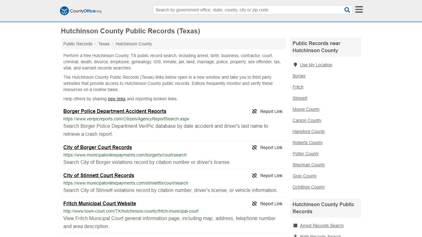 Hutchinson County Public Records (Texas) - County Office