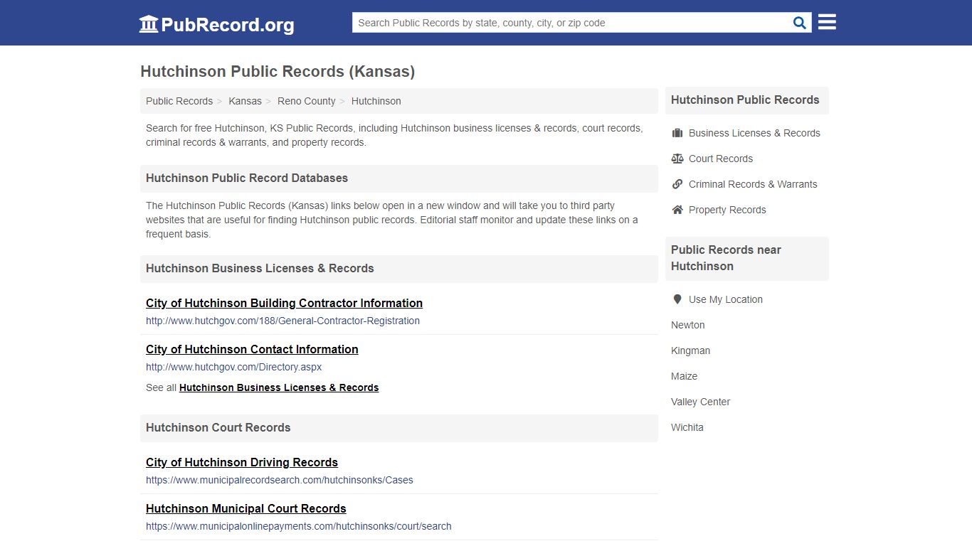 Free Hutchinson Public Records (Kansas Public Records) - PubRecord.org