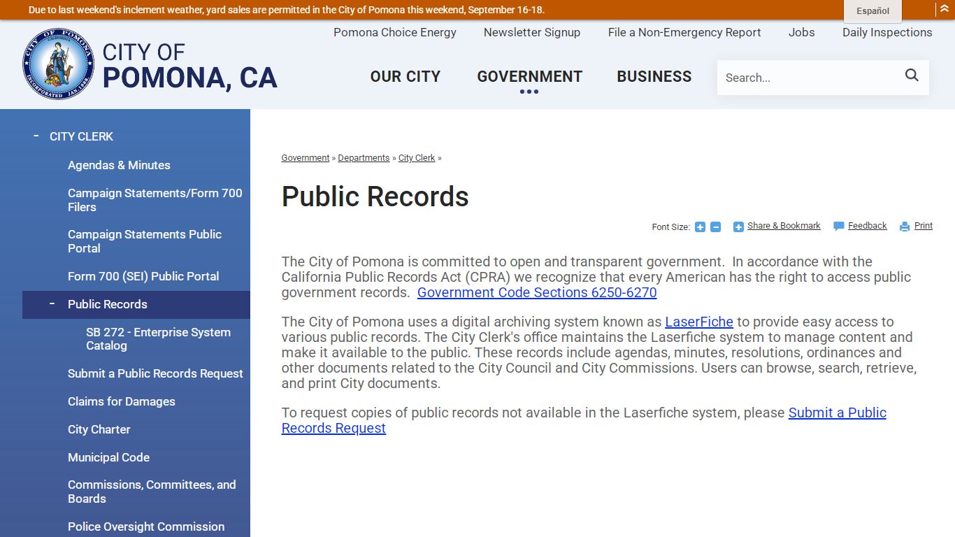 Public Records | Pomona, CA